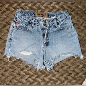TRUE Y2K MUDD Cut off RAW hem short shorts Distressed light wash Denim Size 3 or